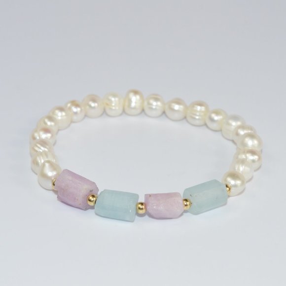 Ashley Jane Milan Jewelry - Kunzite Aquamarine Gemstone Beaded Bracelet
